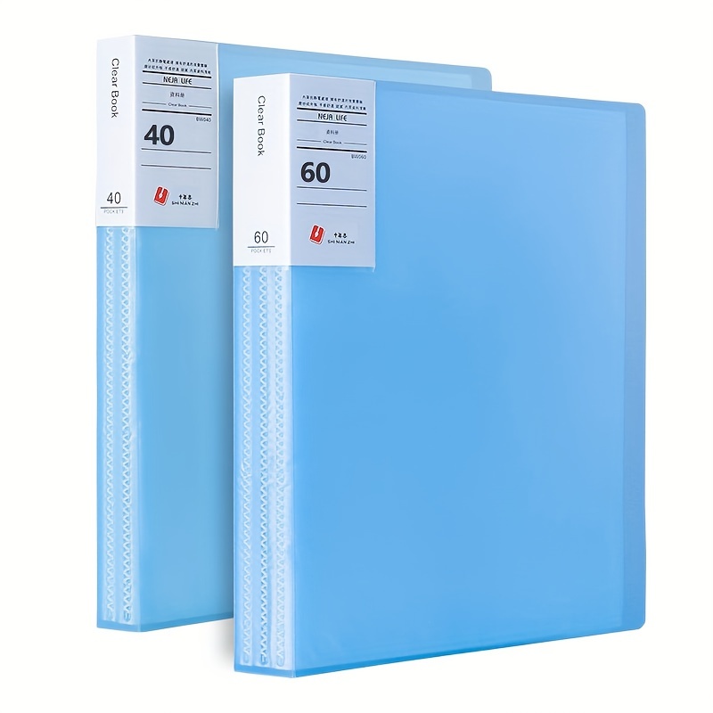 1pc, A4 Binder For File Storage With Plastic Pouch, Binding Protective File  Folder For Office School, Pictures, Artwork, Report Forms, Letters, Blue