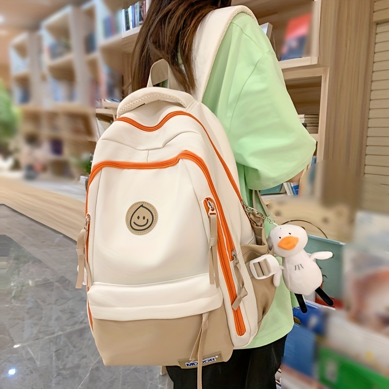 Large Capacity Schoolbag For High School Students With Bag Charm