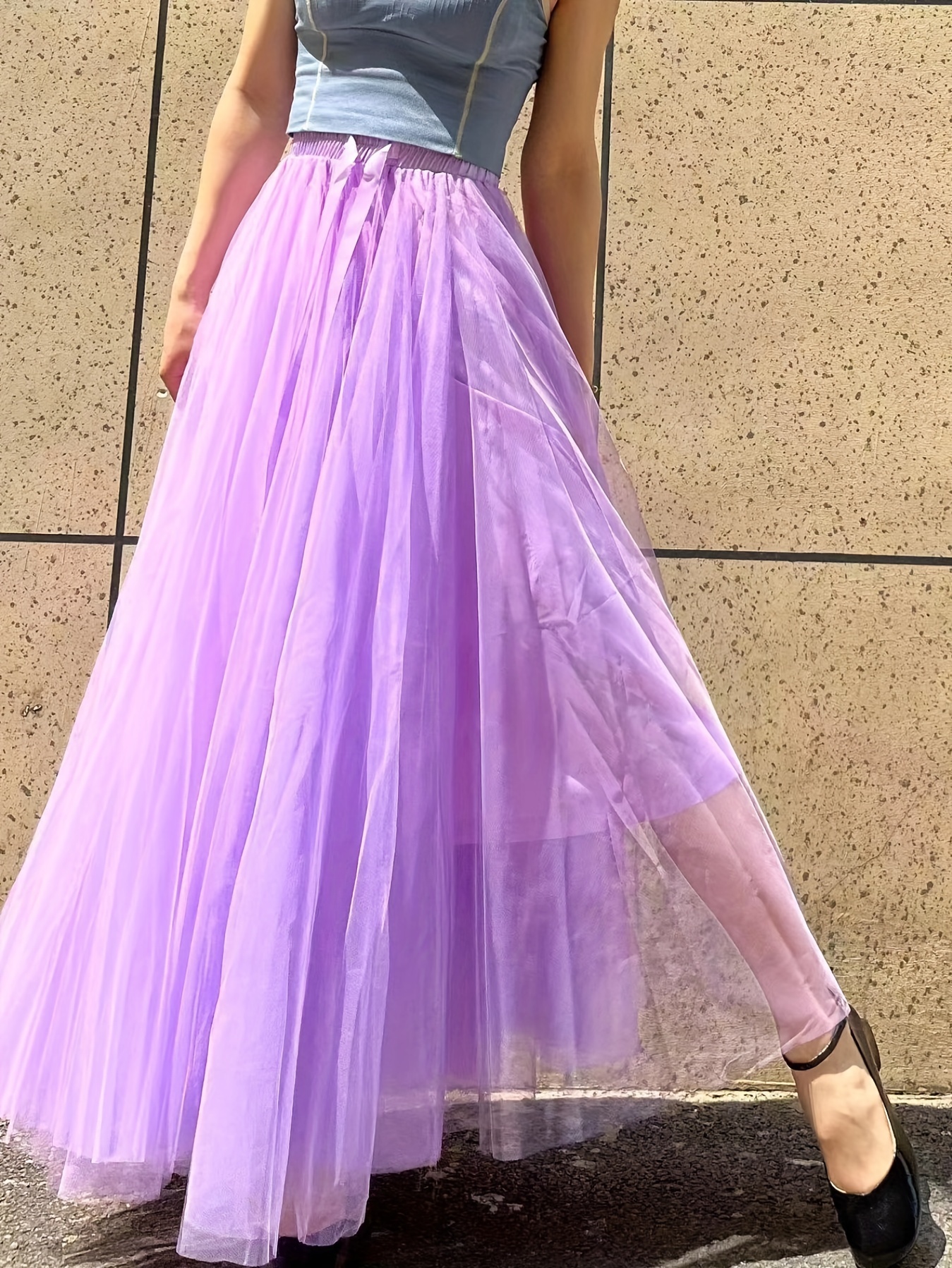 Pleated tulle skirt, purple Skirts for Women