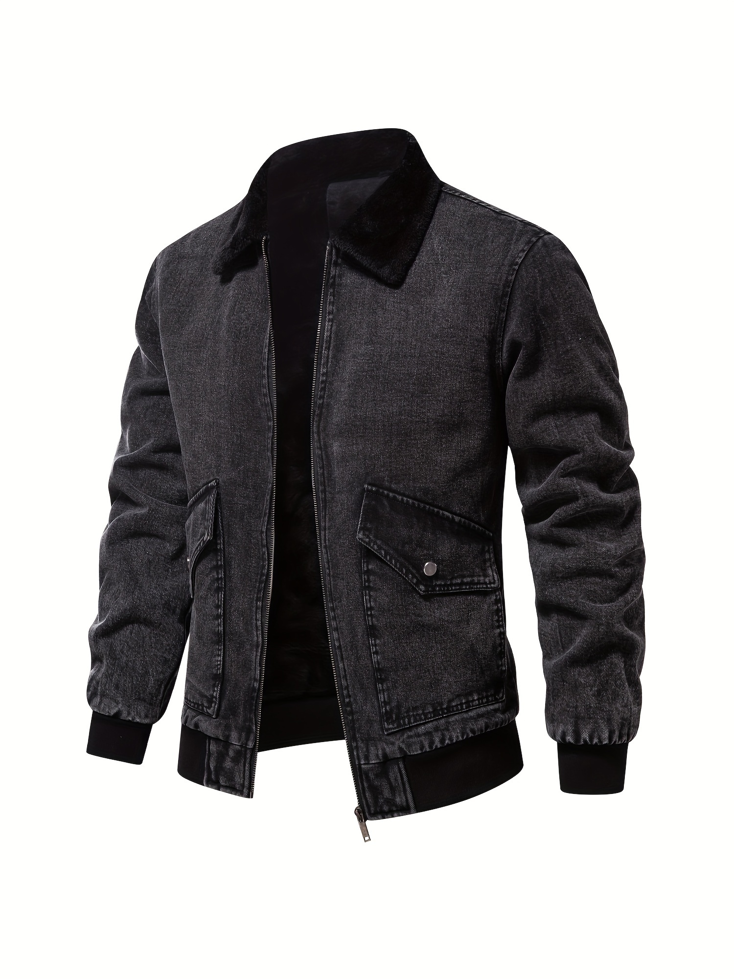 Men's Casual Fleece Lined Jacket Chic Cotton Flap Pocket - Temu