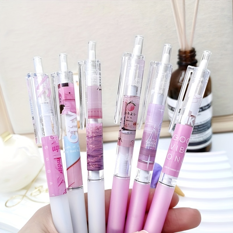 6Pcs Cute Cartoon Pink Flower Gel Pens Office School Student Supply  Stationery