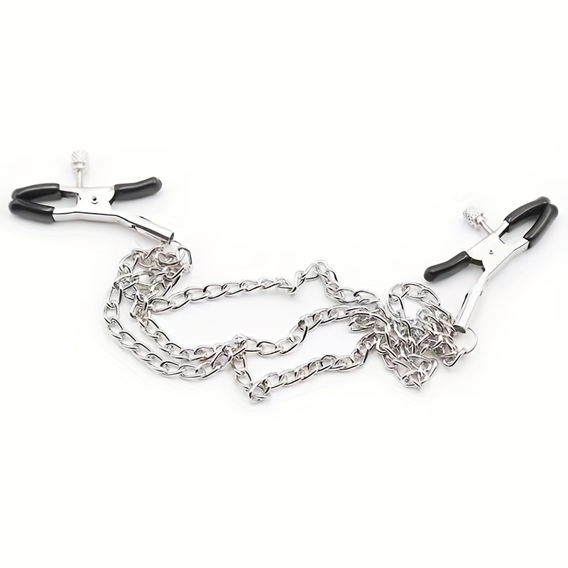 Bdsm Woman Stainless Steel Metal Chain Nipple Clips Breast - Temu