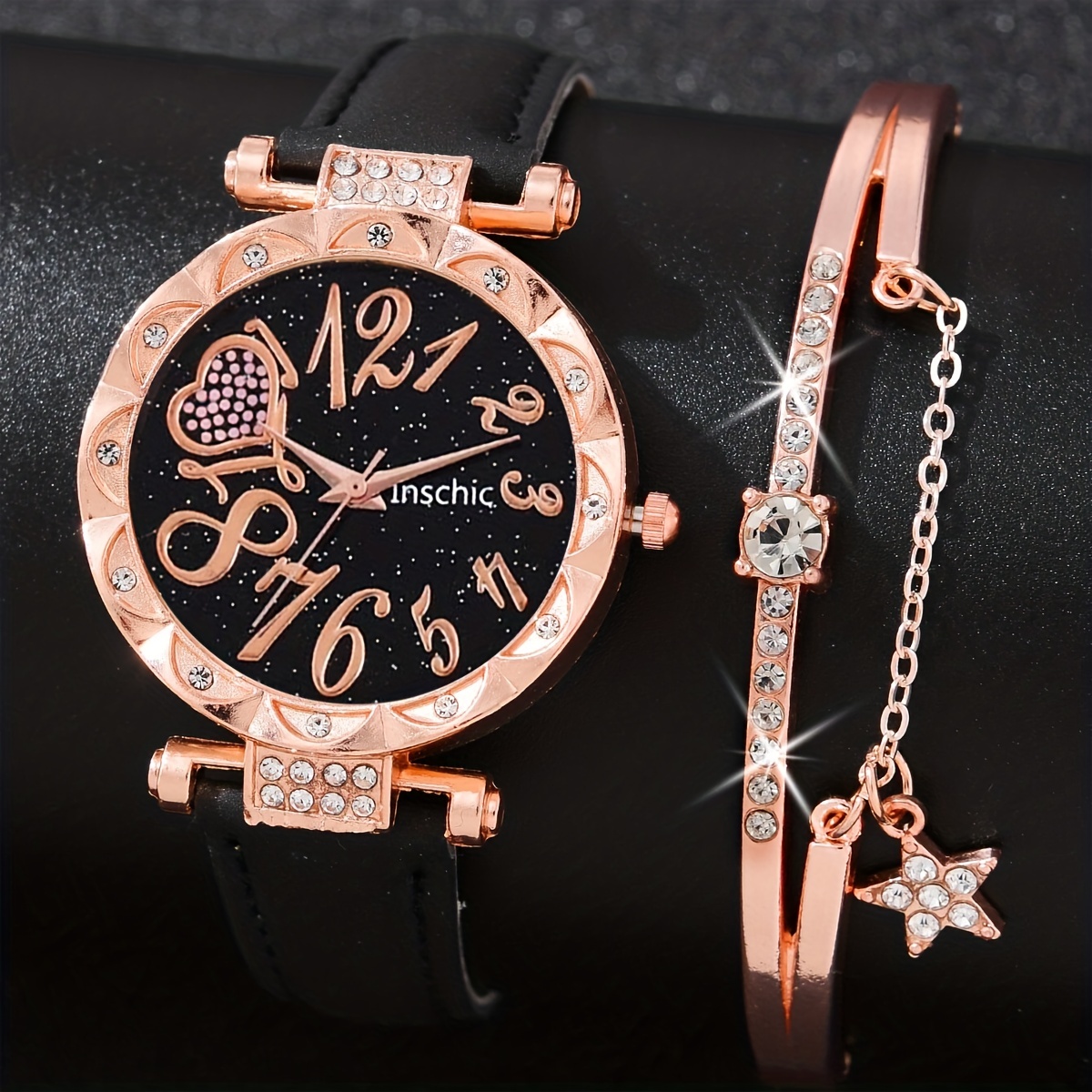 Reloj De Mujer De Moda Simple Conjunto De Pulsera De Corazón - Temu