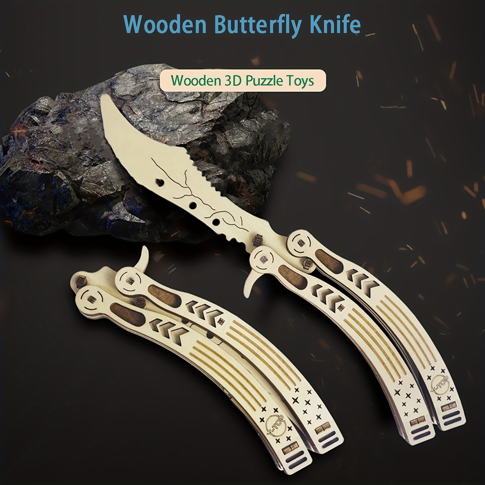 3d Printed Fish Bone Butterfly Knife Very Safe Small Toy - Temu