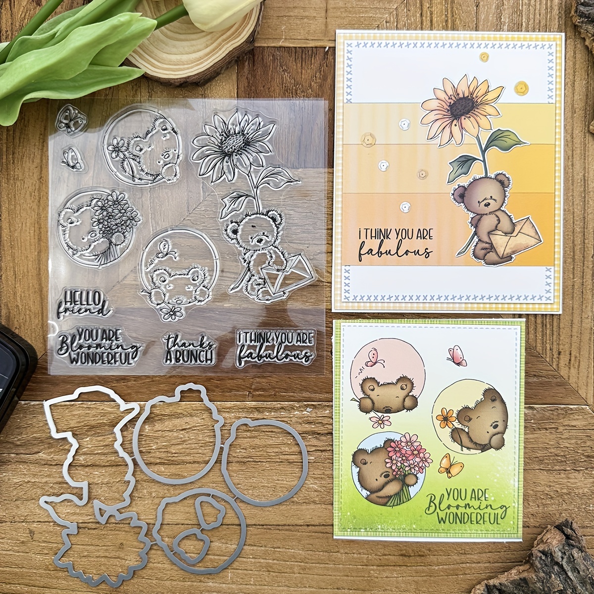 

Original Lovely Bunch Of Flowers Bears Clear Stamps And Metal Cutting Dies For Cards Decoration Scrapbook Diy Paper Craft Interesting Coloring Stamps Diary Album Decoration Eid Al-adha Mubarak
