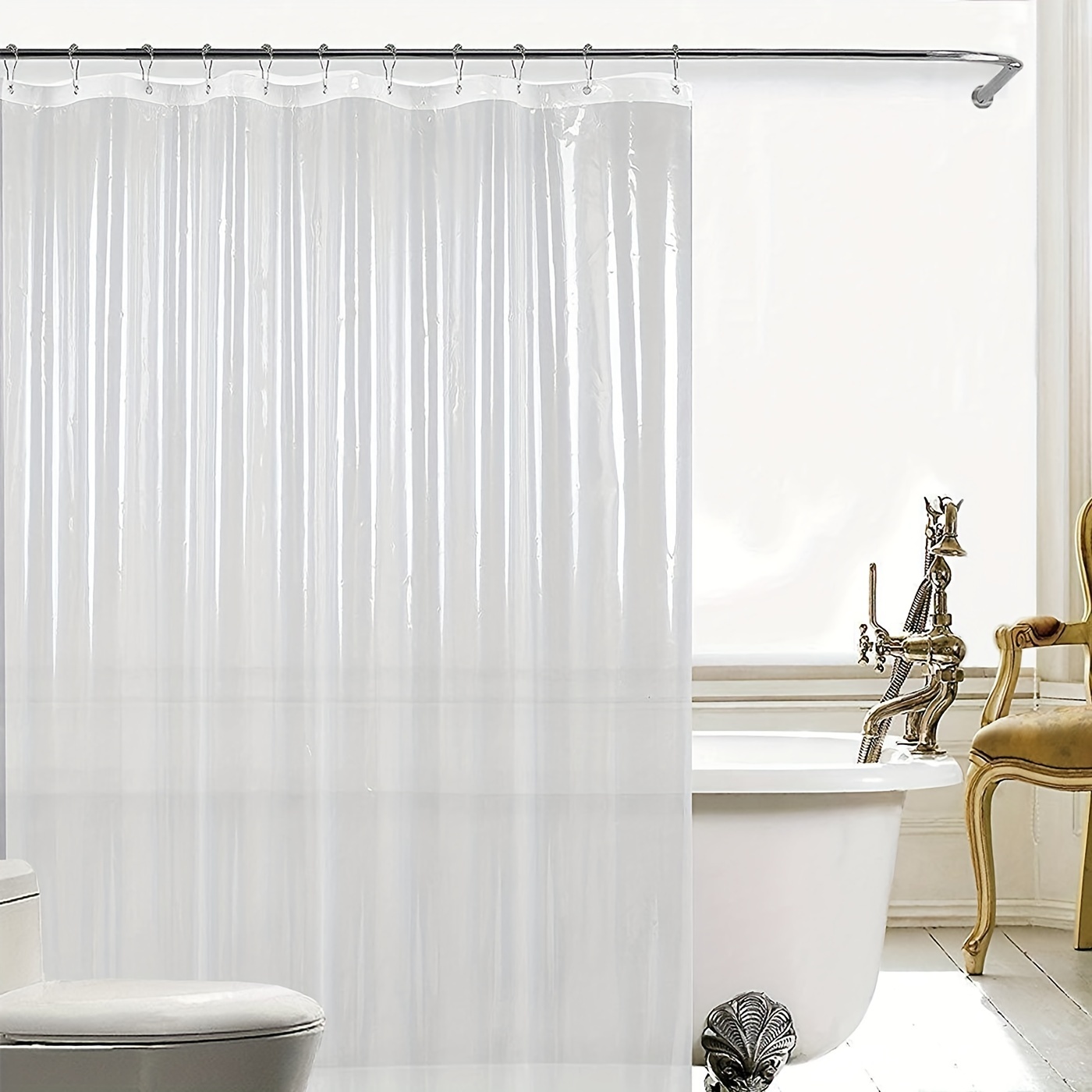 Forro de cortina de ducha de tela de 60 x 72 pulgadas, tamaño de cabina de  baño, calidad de hotel, lavable, repelente al agua, cortinas de baño  blancas con ojales, 60 x