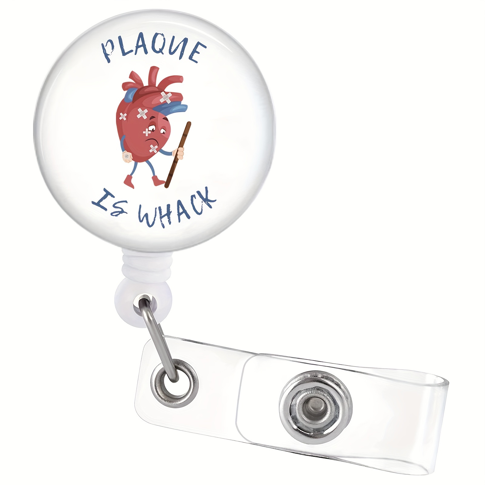 1pc Badge Reel, Retractable Badge Reel With Alligator Clip, Plaque Is Whack  Funny Cardiology Nurse Name ID Badge Holder For Heart Anatomical Cardiolog