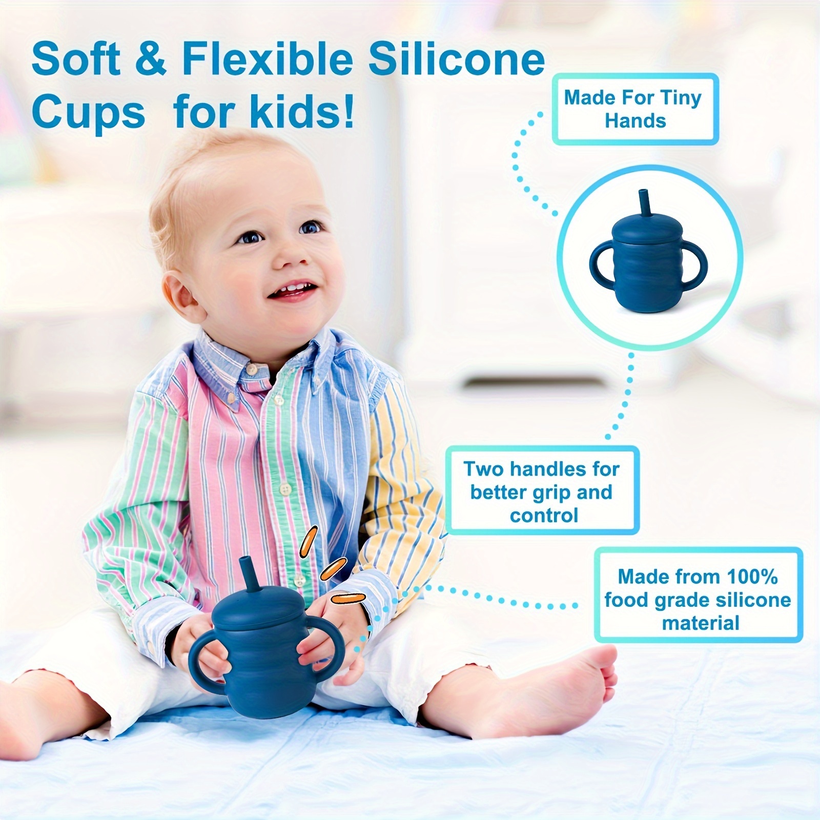 Tazza Allenamento Bambini Cannuccia, Tazza Allenamento In Silicone