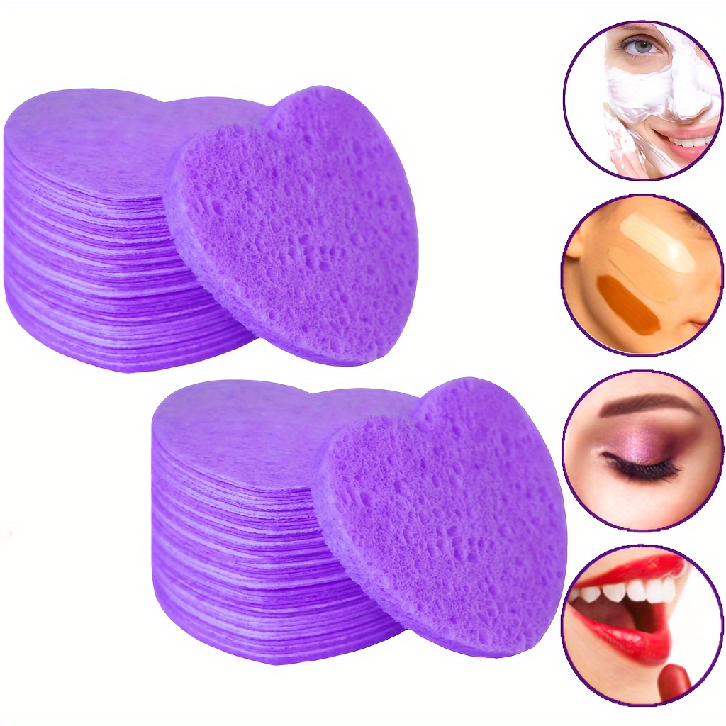 10/20/30 Count Compressed Facial Sponges Heart Shape Round Shape Face  Sponges For Cleansing Natural Facial Cleansing Sponges Pads Exfoliating  Sponges