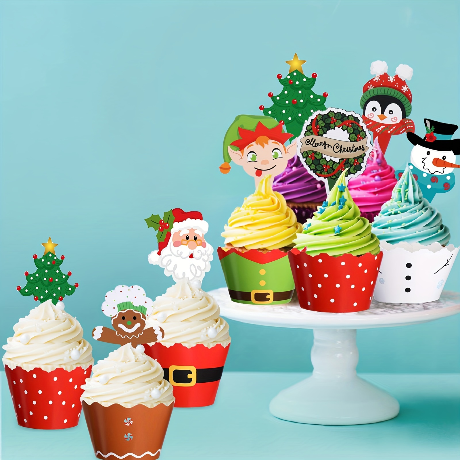 Christmas Cupcake Liners Elk Christmas Tree Snowman - Temu