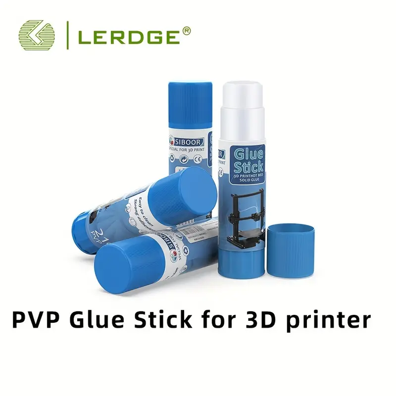 LERDGE 3D Printer PVP Solid Glue Sticks Adhesive Glue Non-toxic Acid-free  Washable For Hot Bed Glass PEI Platform Build Plate Surface PLA ABS PETG Par