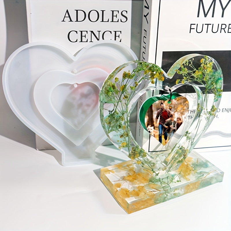 Heart shaped photo frame resin mold, DIY personalized photo silicone tool,  used for making souvenirs, handicrafts, home decoration (S, M sizes  available)