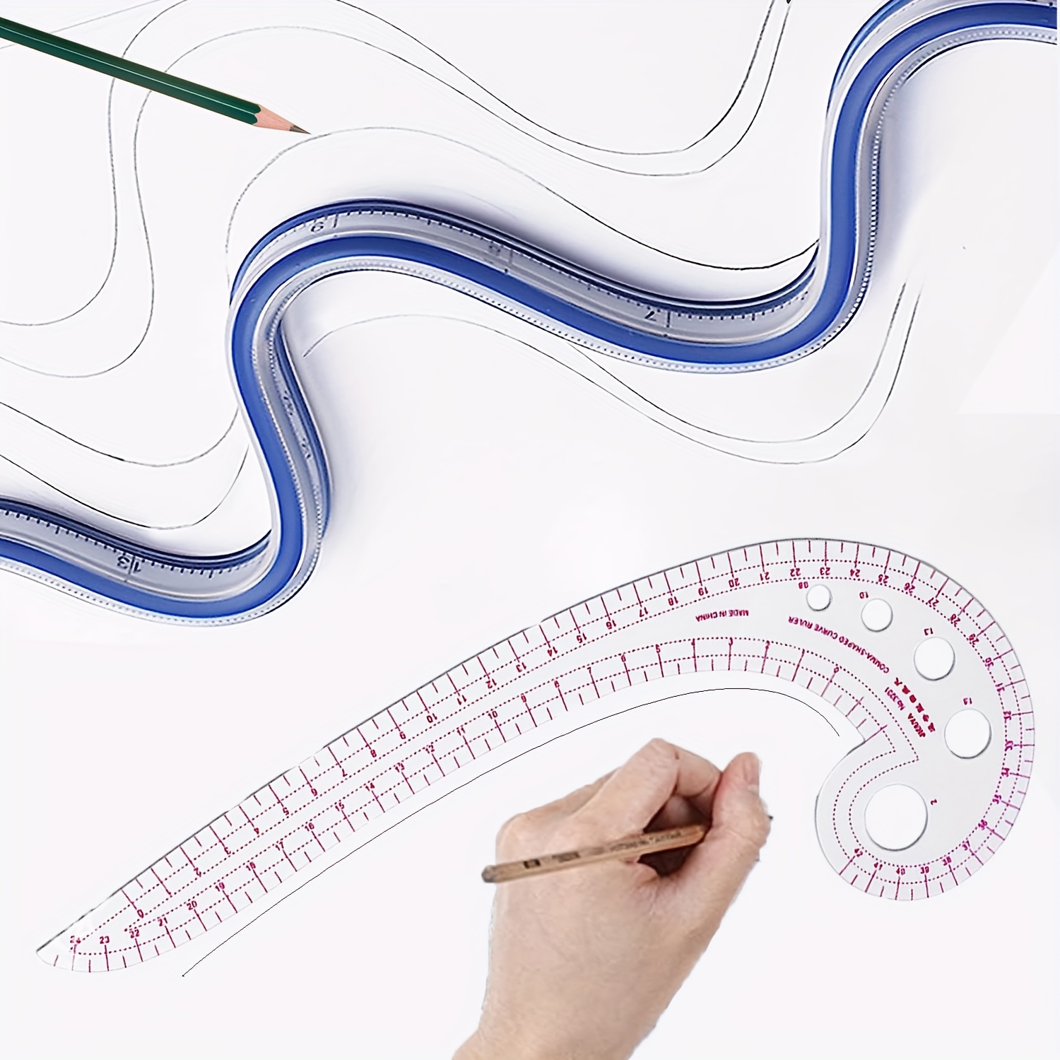 2PCS/Set Comma-Shaped Curve Ruler, DIY Sewing Ruler, French Curve