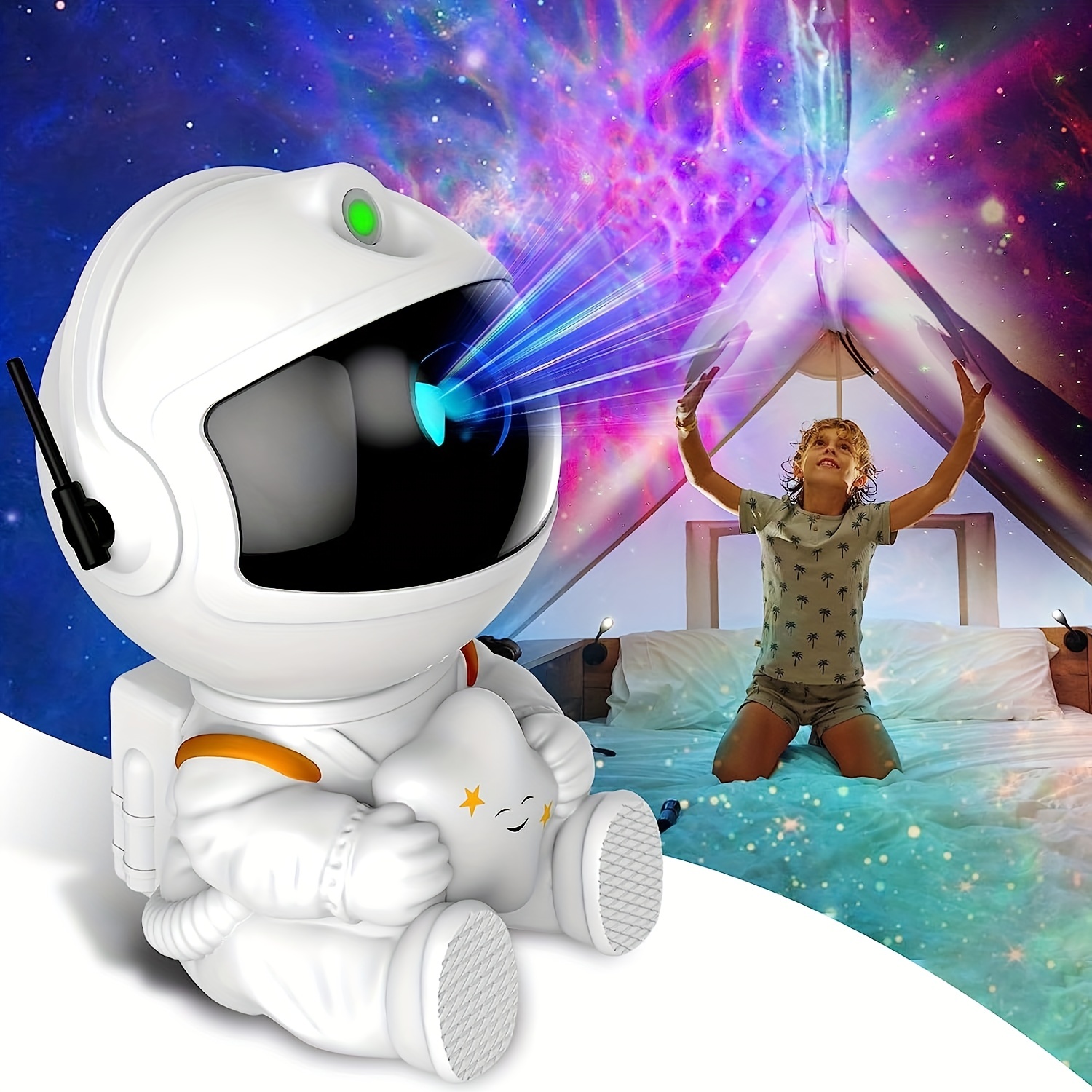 Proyector de luz Astronaut Galaxy, proyector de estrellas, luz nocturna  para dormitorio con control remoto y temporizador, nebulosa Astro Alan y  proyector de techo estrellado para niños y adultos