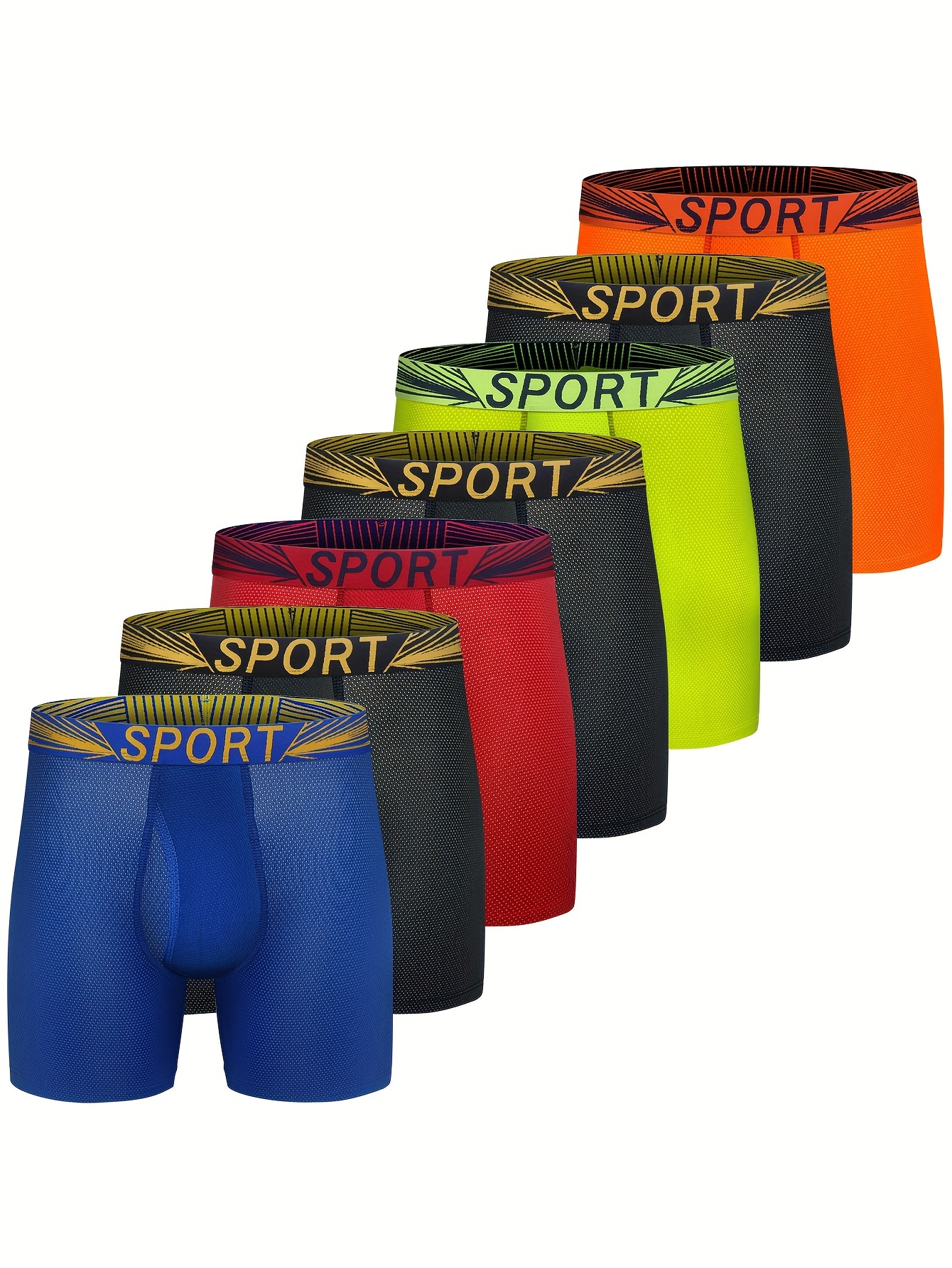 Men's Trendy Long Boxer Briefs Long Leg Underwear Comfort Flex Waistband  Undies 
