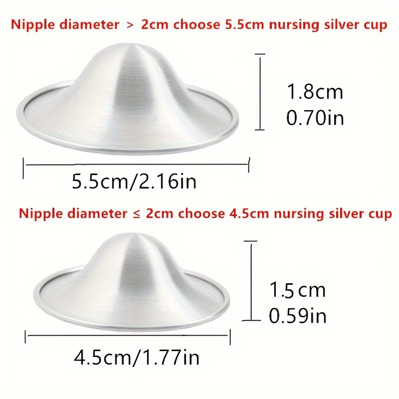 SilverPed 999 Silver Nursing Cups, Silver Nipple Shield, Soothe and Protect  Sore Nipples, Silver Nipple Covers Breastfeeding, Silver Nipple Cups, 2