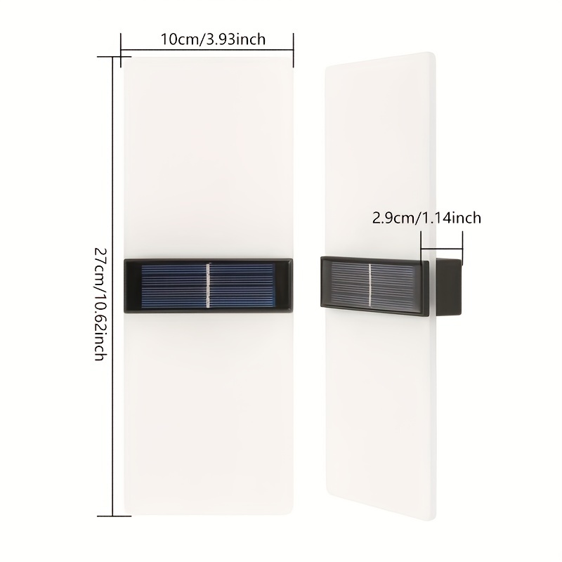 2pcs outdoor solar garden light warm and daylight white lights solar double head acrylic wall light waterproof for pathway