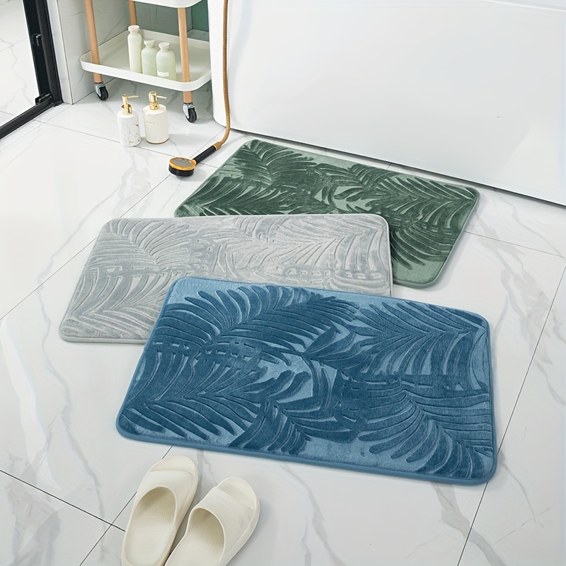 Leaf Pattern Bath Rug Non Slip Absorbent Bath Mat