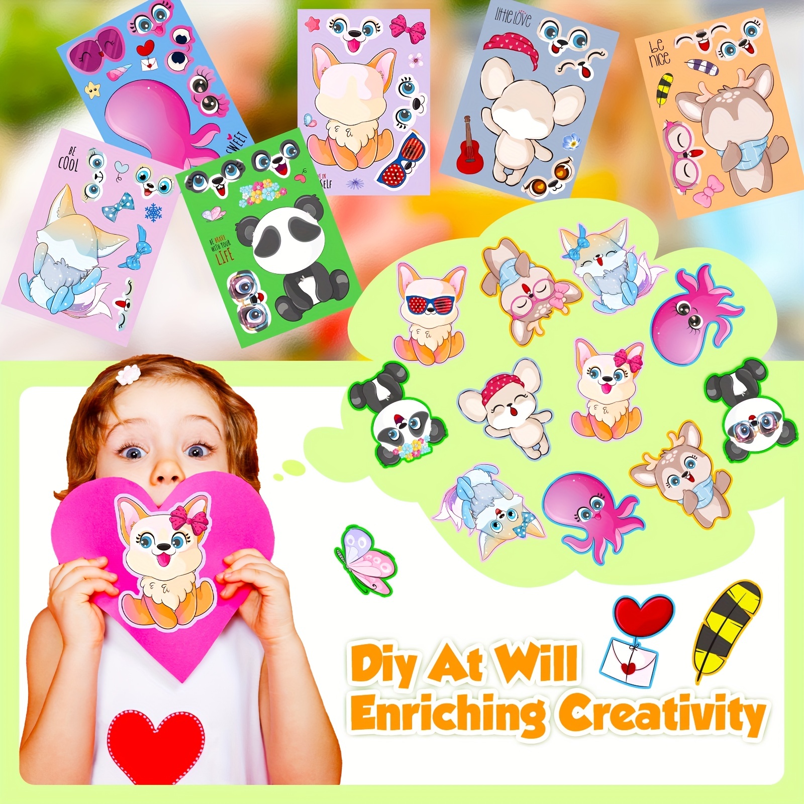 Make Your Own Stickers For Kids Toddlers Make A Face Animal - Temu