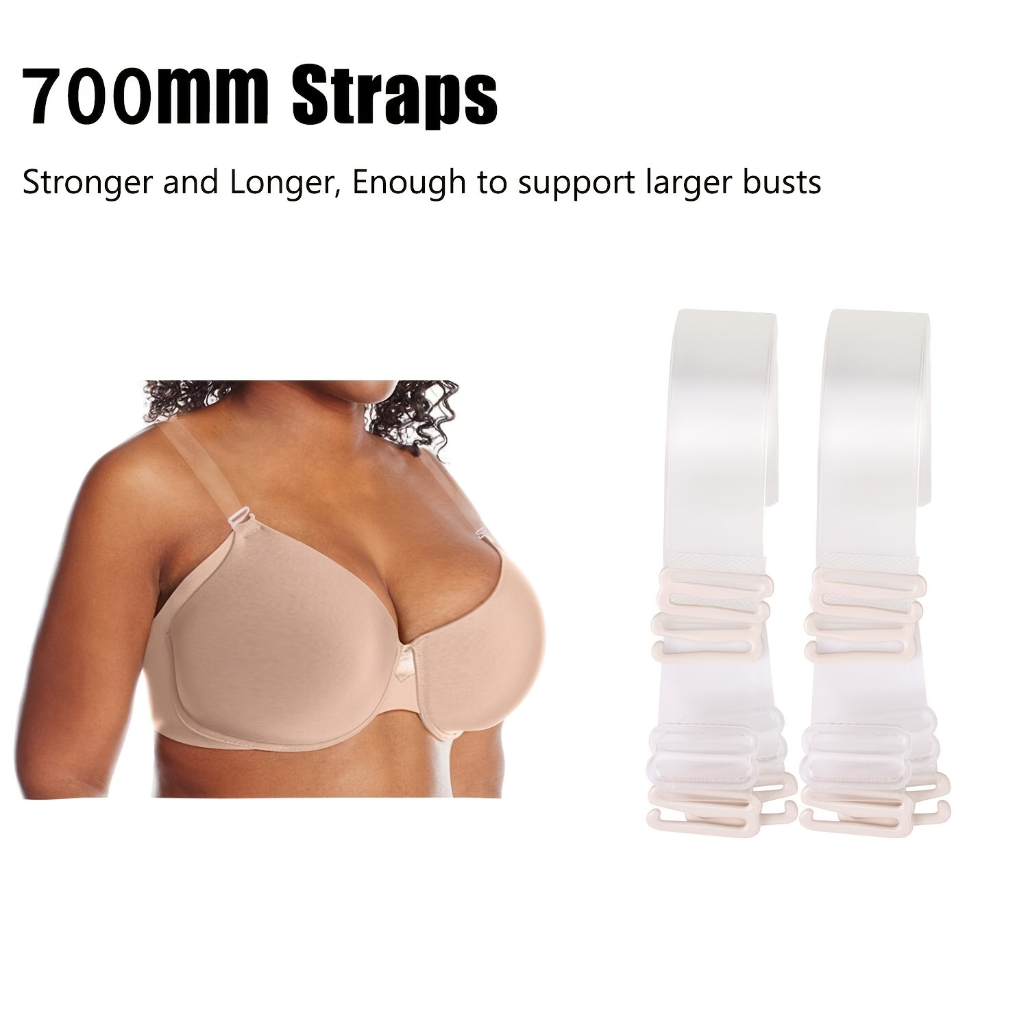 2 Pair Transparent Clear BRA STRAPS Non-Slip Adjustable Bra Soft