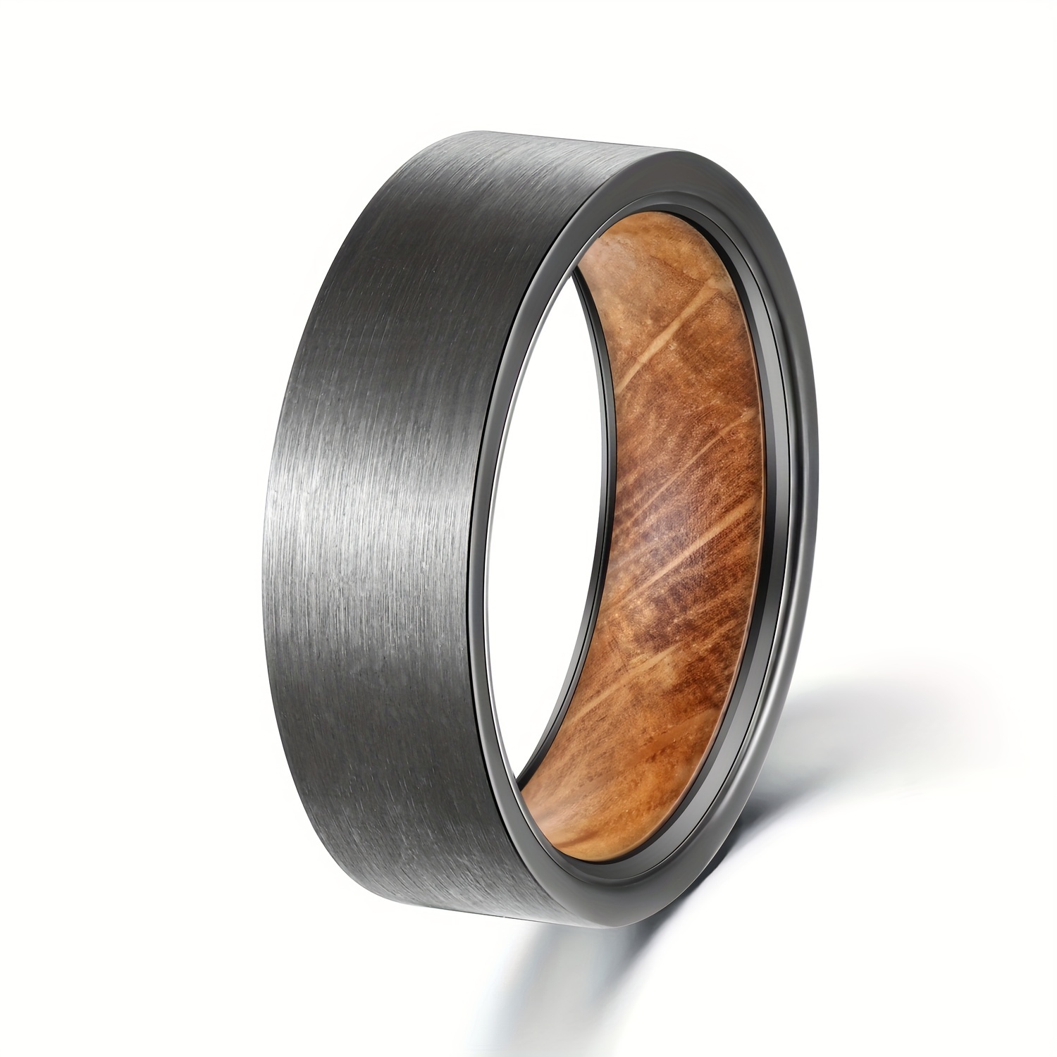 7mm wide Black Tungsten Steel Ring Wood Grain Ring Exquisite - Temu Canada