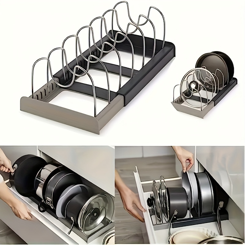 

Space-saving Stainless Steel Pot Lid Holder - Adjustable & Expandable Kitchen Organizer For Pots, Pans, And Cutting Boards