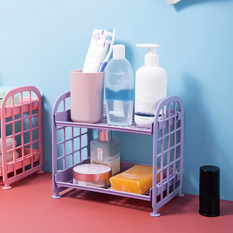 Hemoton Desktop Storage Rack Organizer Double-Layer Cosmetic Stationery  Storage Holder Table Sundries Display Shelf for Kitchen Bathroom Office  Dorm