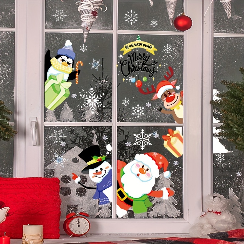 Christmas Decorations Snow Man Static Cling White Snowflake - Temu
