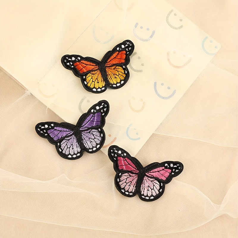 3pcs Cartoon Butterfly Embroidery Badge For Girls, Clothing Coat  Accessories, DIY Iron-on Model Cloth Sticker