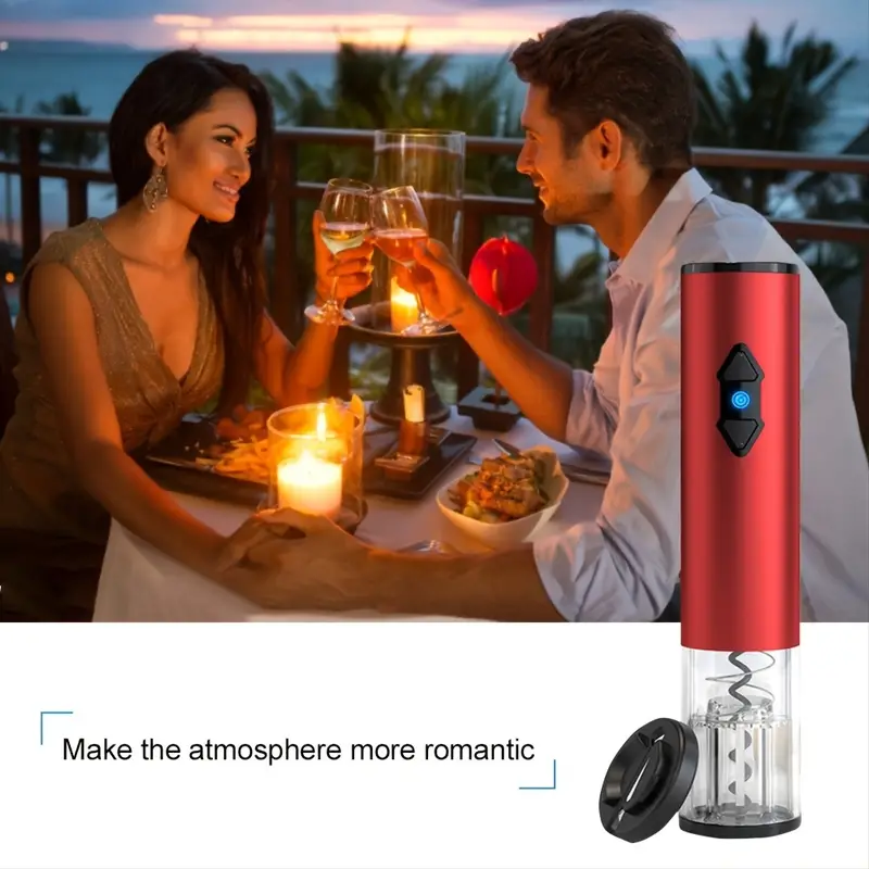 1pc electric wine opener automatic electric wine bottle corkscrew opener with foil cutter for wine lover 4 in 1 gift set details 2