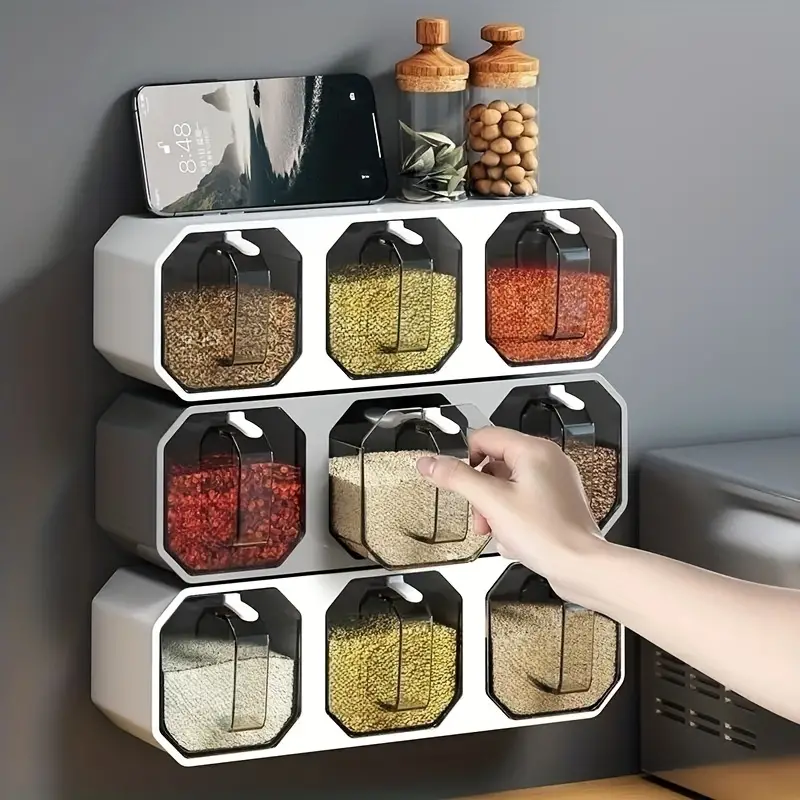 Spice Jars Wall Mounted Seasoning Containers Plastic Spice - Temu