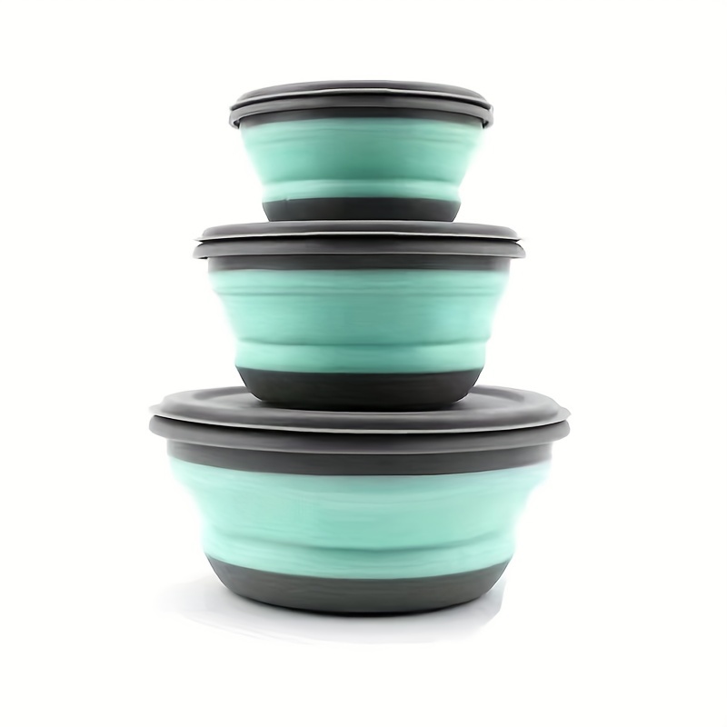 Camping Bowls With Lids Foldable Silicone Collapsible Bowl - Temu