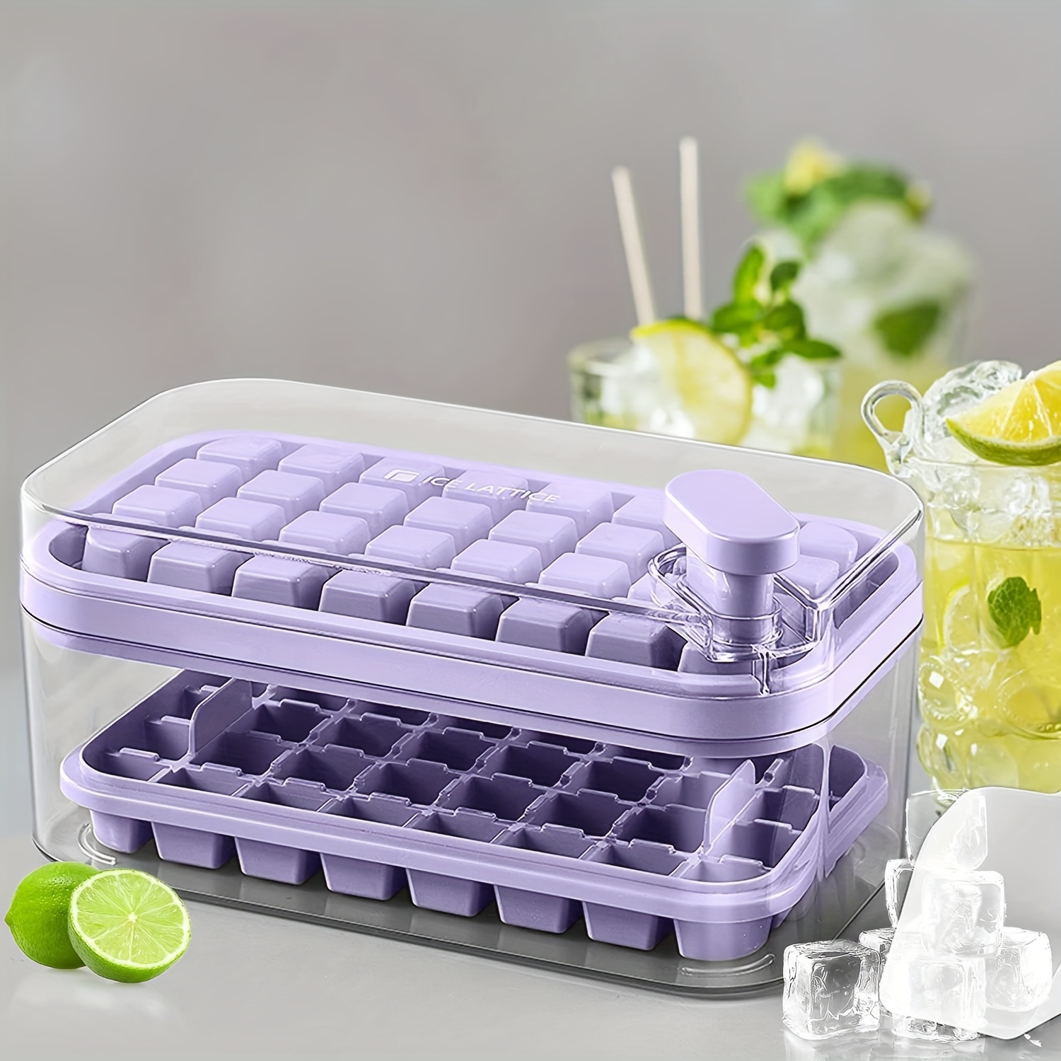 Ice Cube Tray With Lid Ice Cube Tray Ice Trays For Freezer With Lid And Bin  Circle Ice Mold Making Small Ice Cubes Square Ice - AliExpress