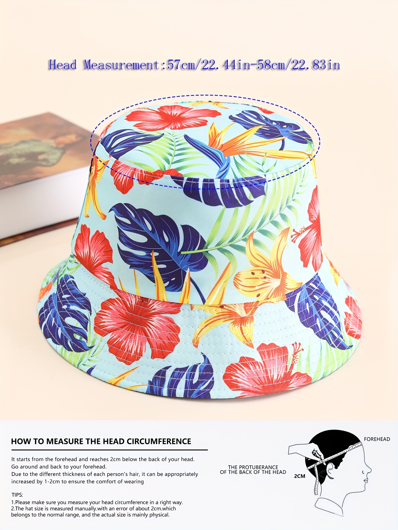 Reversible Bucket Hat for Girls Women Floral Fisherman Hat Double-Side-Wear