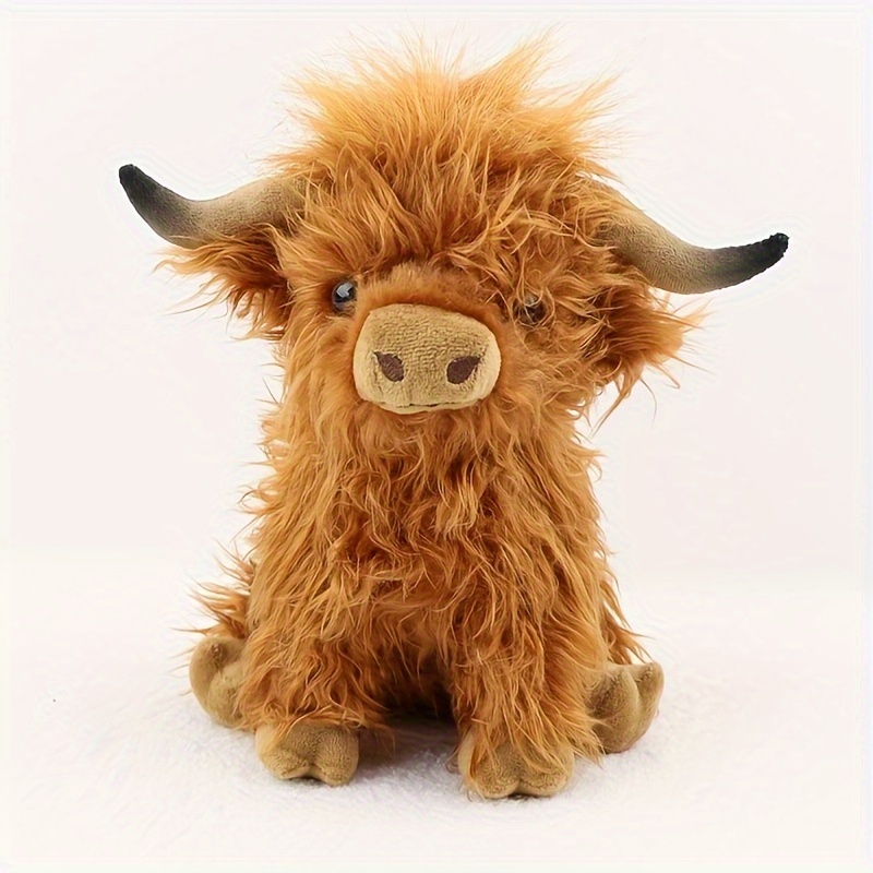 Highland Cow Plush Toy Cute Simulation Long-haired Cow Stuffed Animal Doll