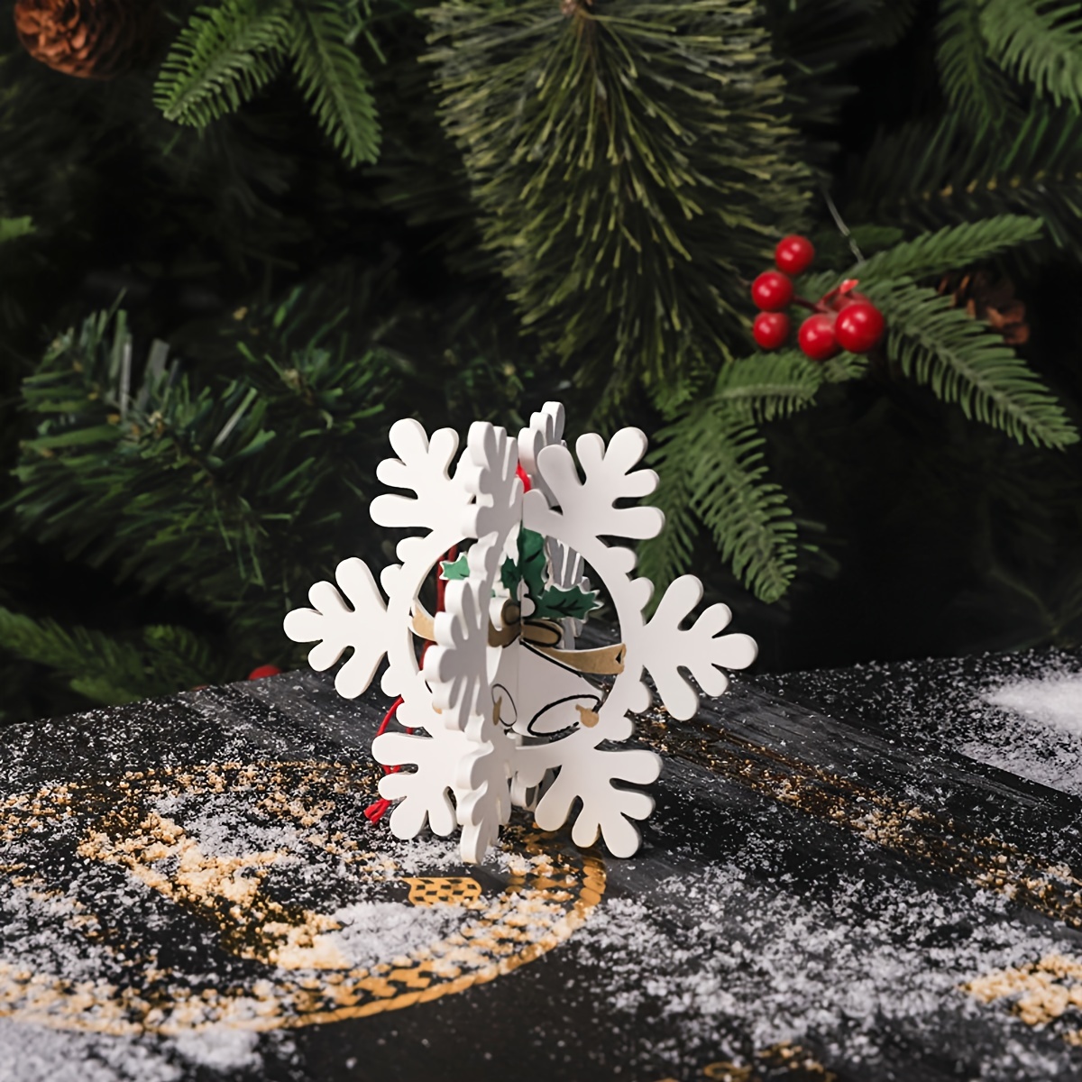 Christmas Wooden Snowflake Chips Christmas Decoration - Temu
