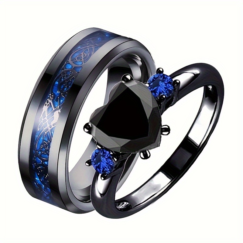 Anillo de moda para mujer, anillo de boda, anillo de acero inoxidable, NFC,  chip de teléfono de acero inoxidable, con doble patrón de dragón, regalo