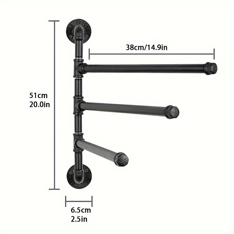 Image of Bath Towel Bar Industrial Towel Bar Water Pipe Towel Rack 3-layer Rotatable Towel Rack Bathroom Towel Holder Towel Bar Towel Rack For Bathroom, Towel Racks