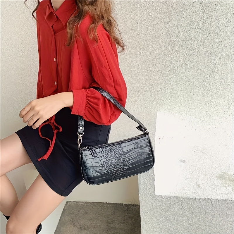 Rhombic Lattice Underarm Bag 2023 Casual Crescent Bag Simple PU