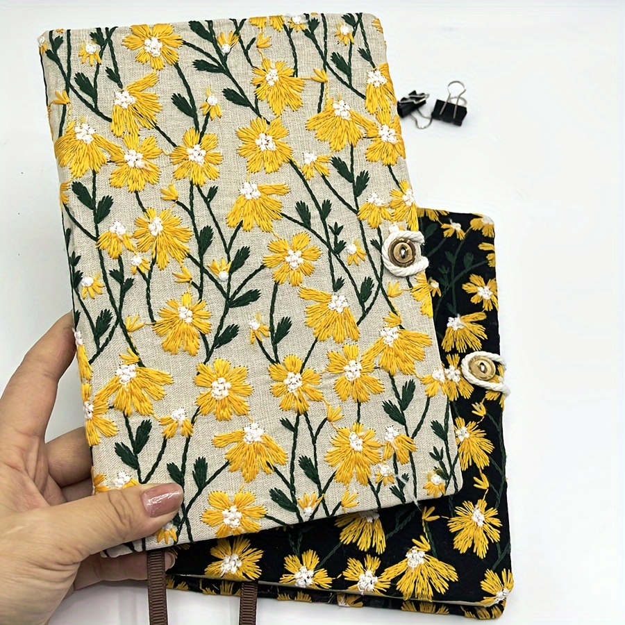

A5 Embroidery Notebook Thickened Paper Three-dimensional Embroidered Blank Inner Page With Bookmark Notepad Journal