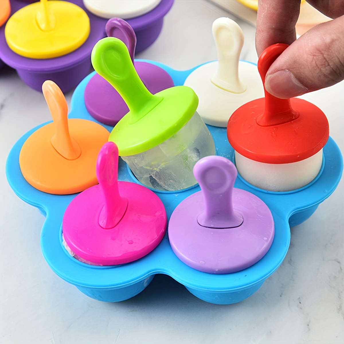 7 Holes Diy Ice Cream Pops Silicone Mold Ice Cream Ball Maker Popsicles  Molds Fruit Shake Home Kitchen Accessories Tool - Temu
