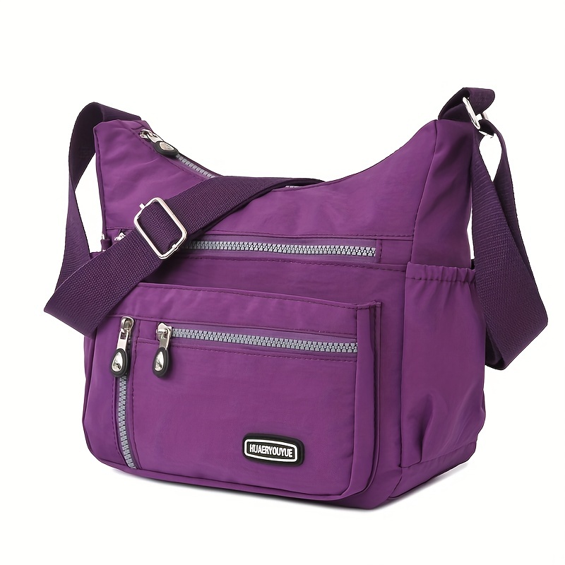 

Casual Nylon Crossbody Bag, Women's Multi Pockets Purses, Solid Color Shoulder Bag For Work Travel Shopping