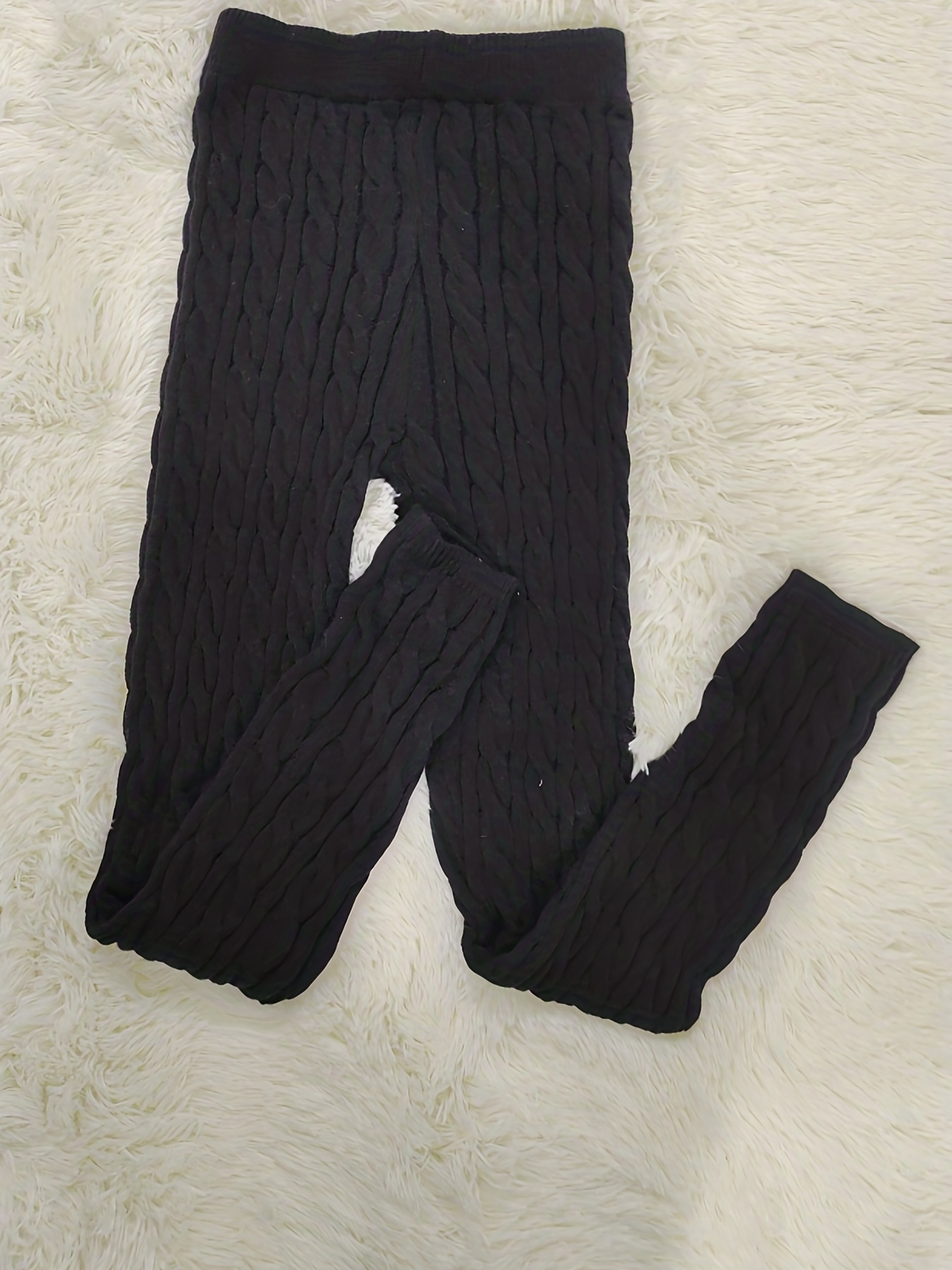 Black Cable Knit Leggings