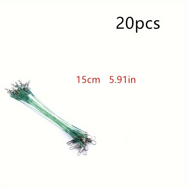 20Pcs/Pack Fishing Line Steel Wire Leader with Swivel And Snap 