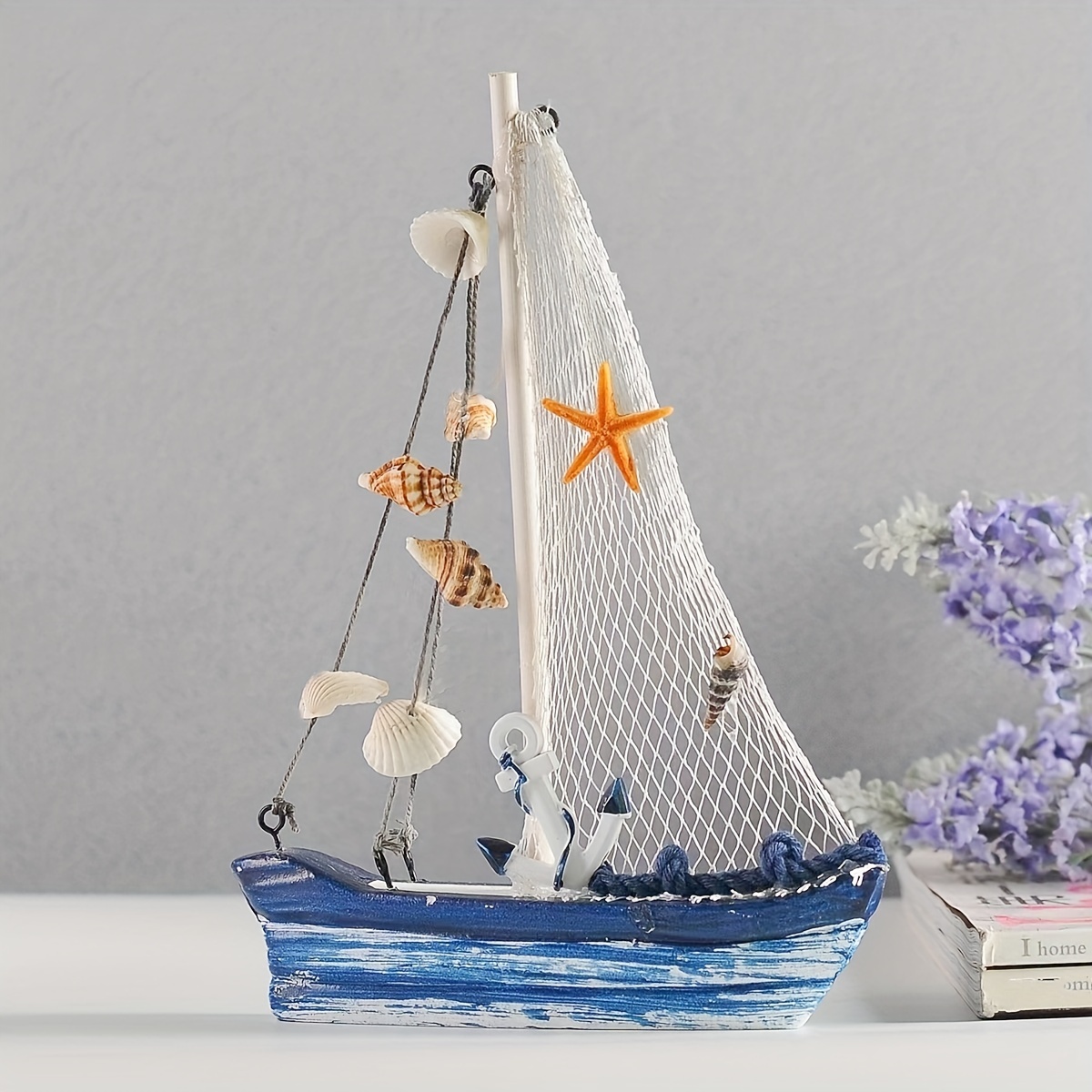 1pc, Nautical Wooden Sailing Boat Home Decor - Mini Model Beach Ornament  for Christmas and Holiday Decor - Perfect Room Decor Supplies