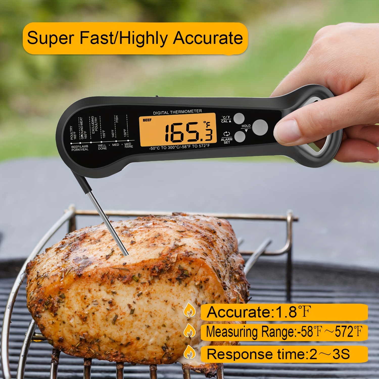 Food Thermometer, Digital Meat Thermometer With Probe, Instant Read Digital  Meat Thermometer, Waterproof Thermometer With Lcd Backlight, For Bbq,  Grilling, Cooking, Food, Meat, Fish, Seafood, Poultry, Candy, Kitchen Stuff  - Temu