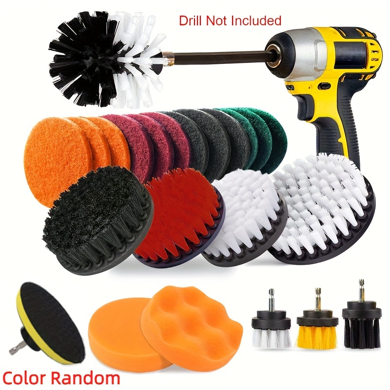 Drill Brush Attachments Set, Scrub Pads & Sponge, Power Scrubber Brush With  Extend Long Attachment All Purpose Clean For Grout, Tiles, Sinks, Bathtub,  Bathroom, Kitchen - Temu