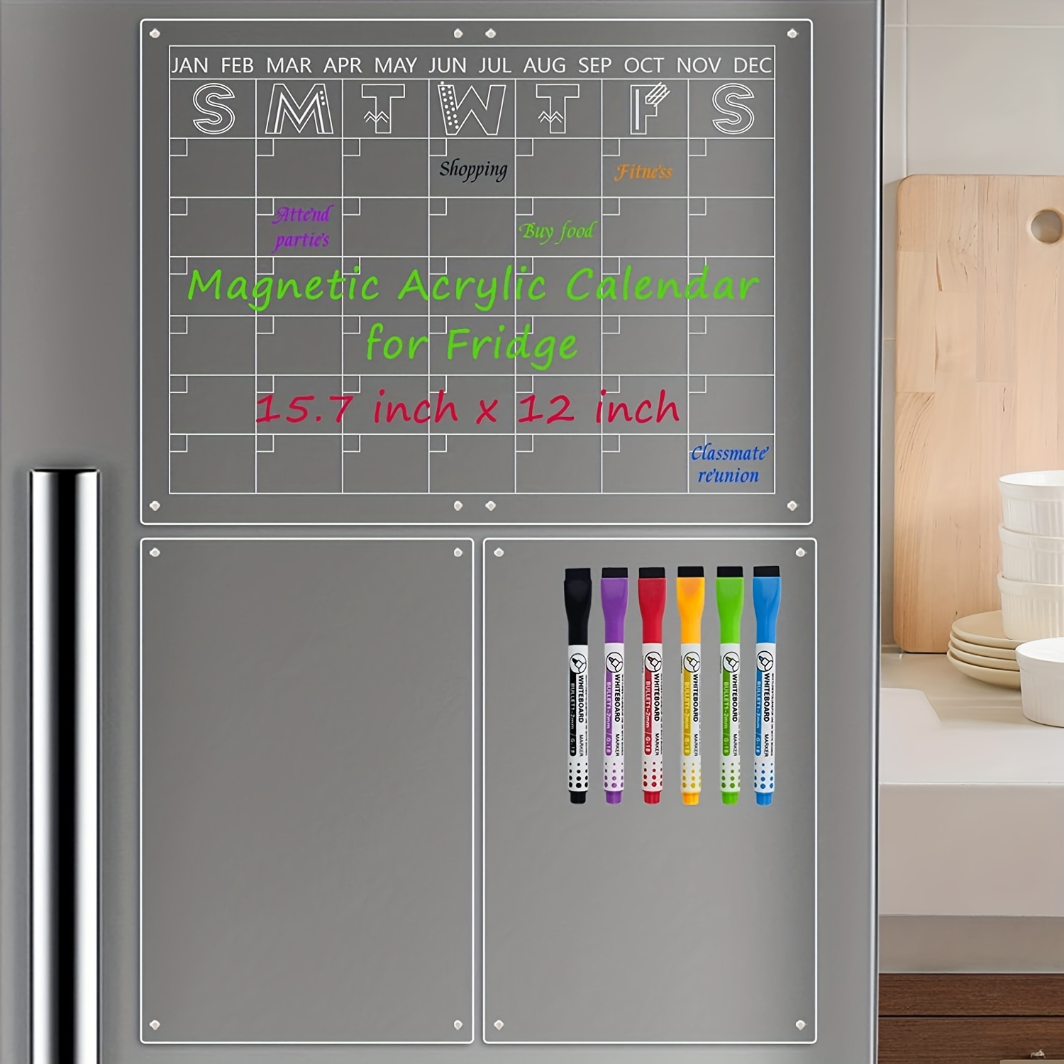 Refrigerador de calendario de borrado en seco magnético  Nevera de  calendario de pizarra magnética-Pizarra blanca-Aliexpress