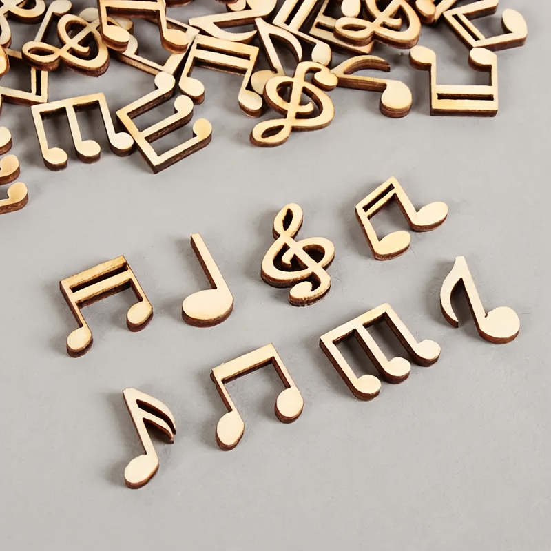 

100pcs Bois Belle Notation Musicale DIY Décoration en Bois Fait Main Scrapbooking Décoration Maison Accessoires Décoration Eid Al-Adha Mubarak