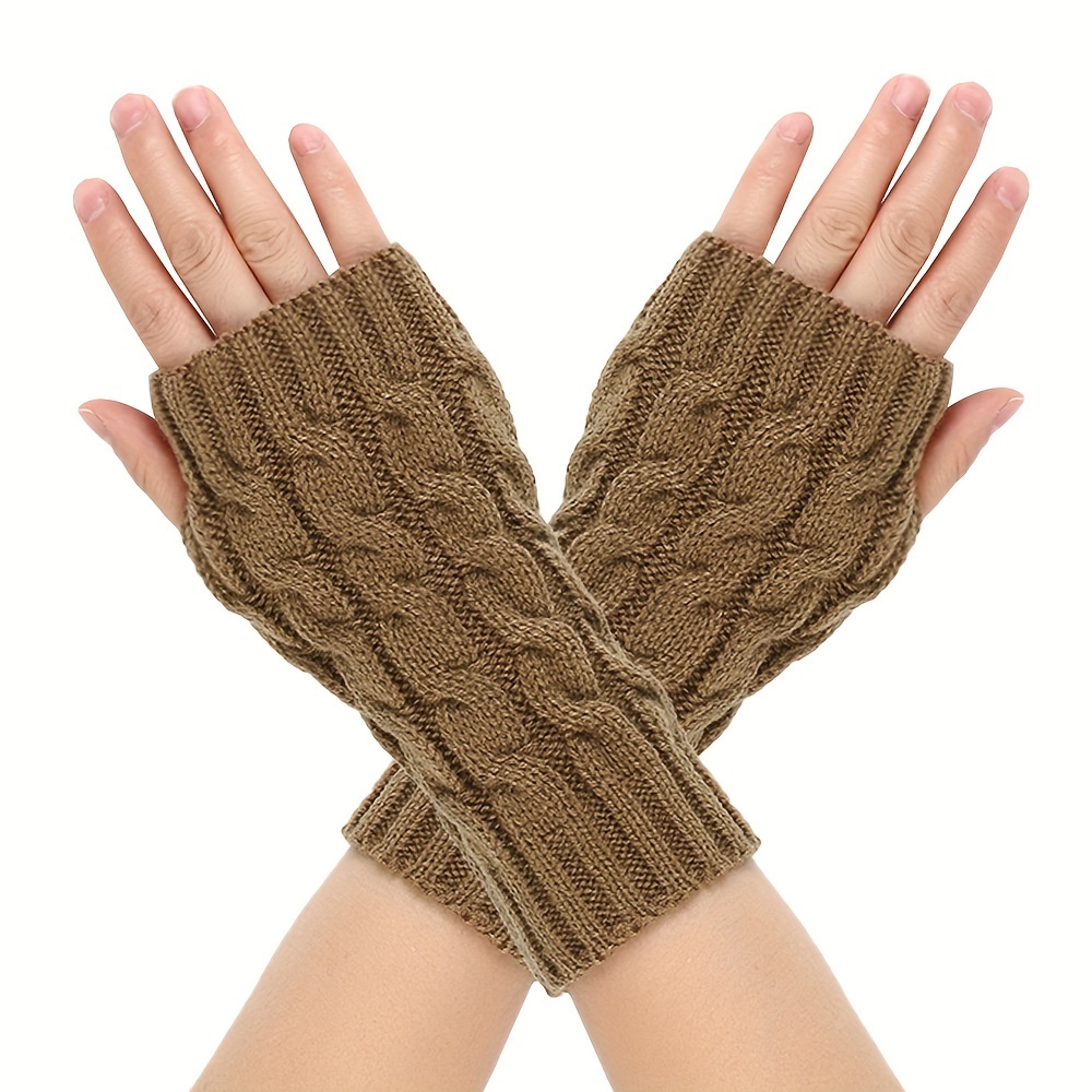 Gants Hiver Femme Mitaines Gants Sans Doigts Doux Chaud Tricoté